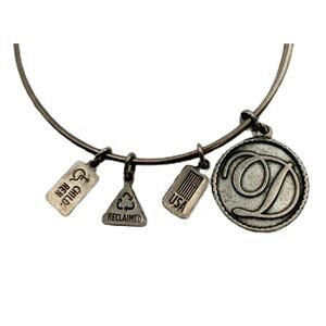 ✨Initial D Charm Bangle Bracelet Wind & Fire Silver Tone Adjustable USA